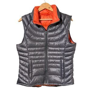 Bernardo Women's Gray Orange Goose Down Puffer Vest Medium Sleeveless Casual